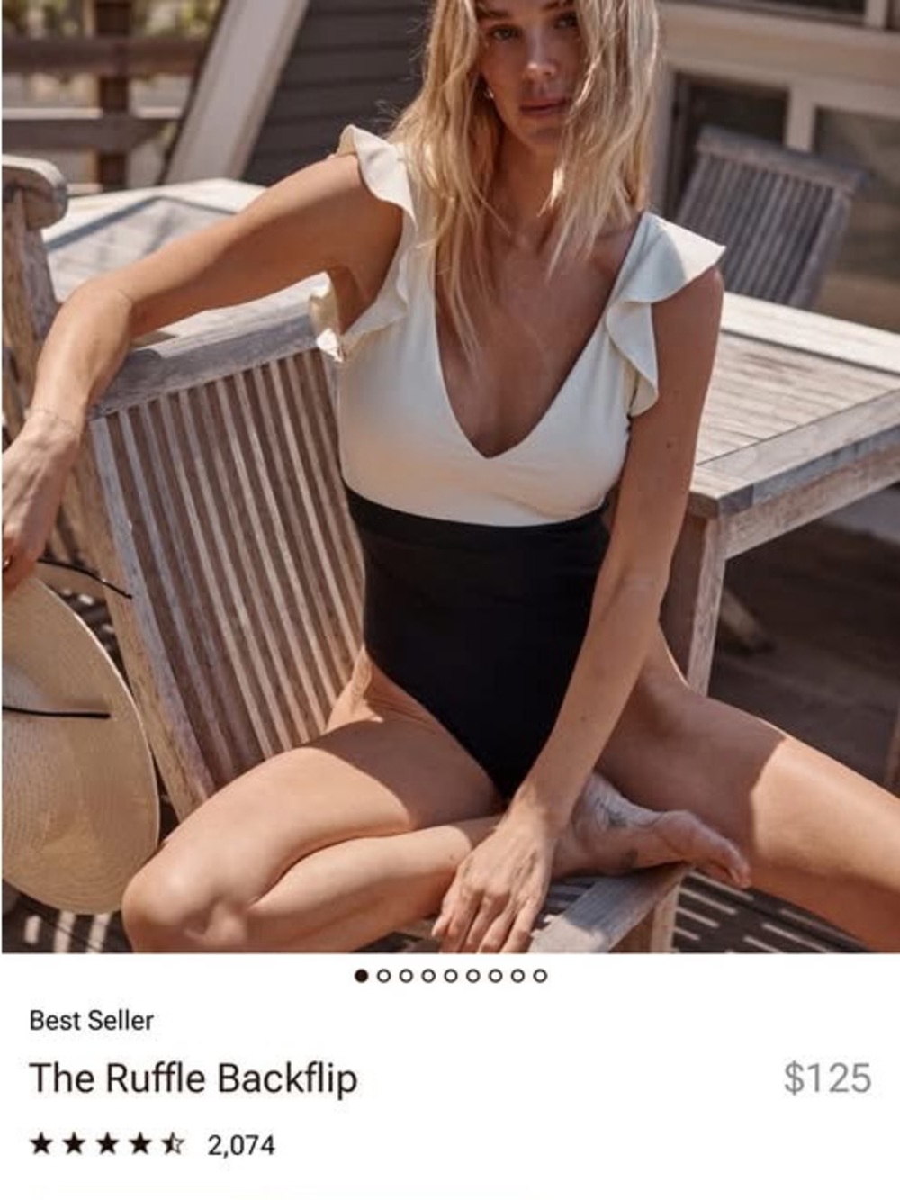 summersalt Two-Tone Ruffle V-Neck One-Piece - Cream & Black